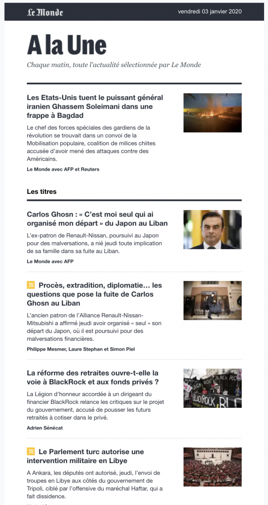 newsletter personnalisée - Le Monde